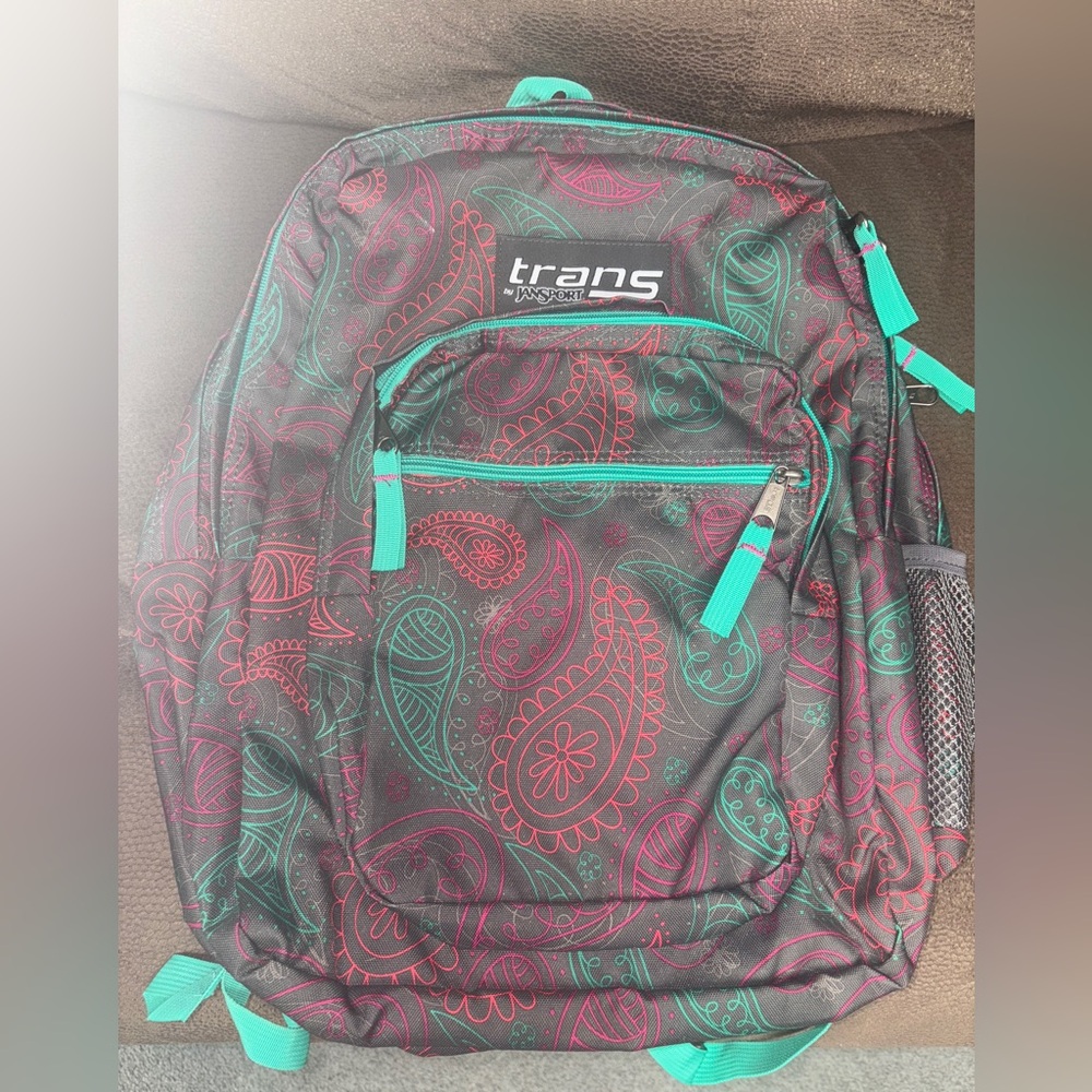 New JanSport SuperMax Backpack – Pink & Teal Paisley